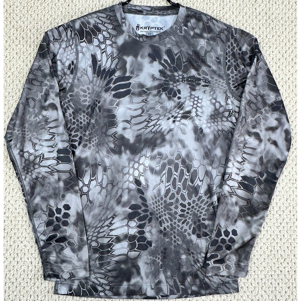 Kryptek Hyperion Shirt Men XS Gray Raid Camo Long Sleeve Performance Lightweight